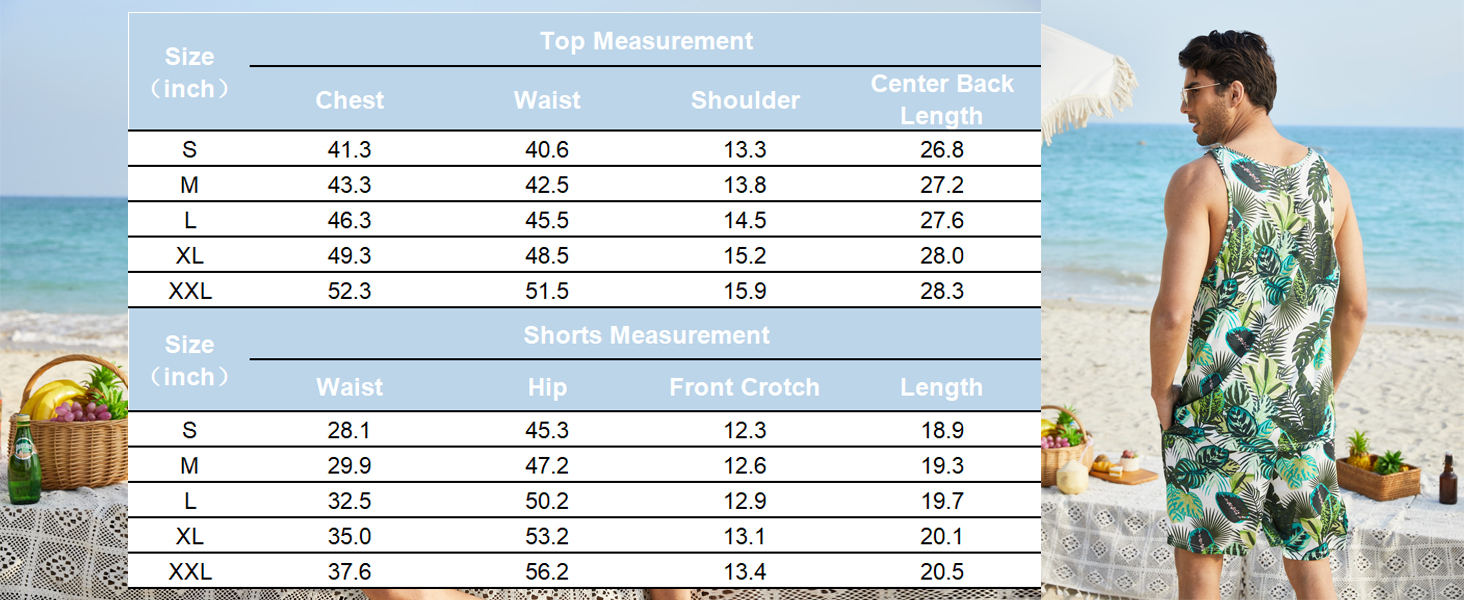 Men Tank Hawaiian Shorts Sets