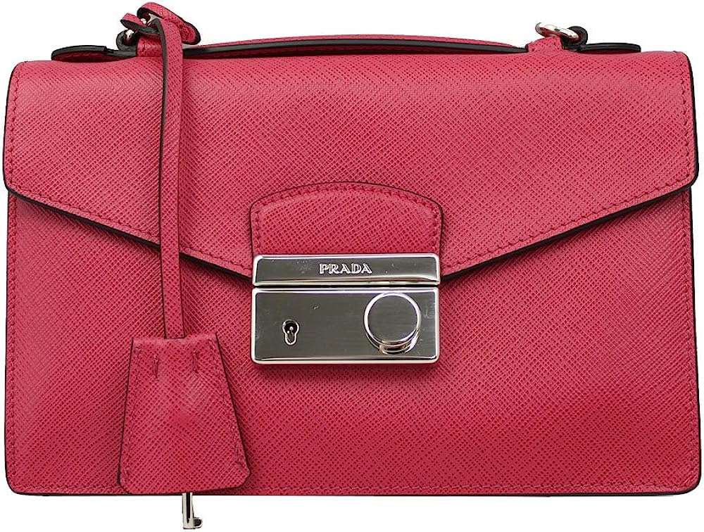 PRADA Pink Saffiano Leather Clutch Bag W/Strap Bt0960 Peonia