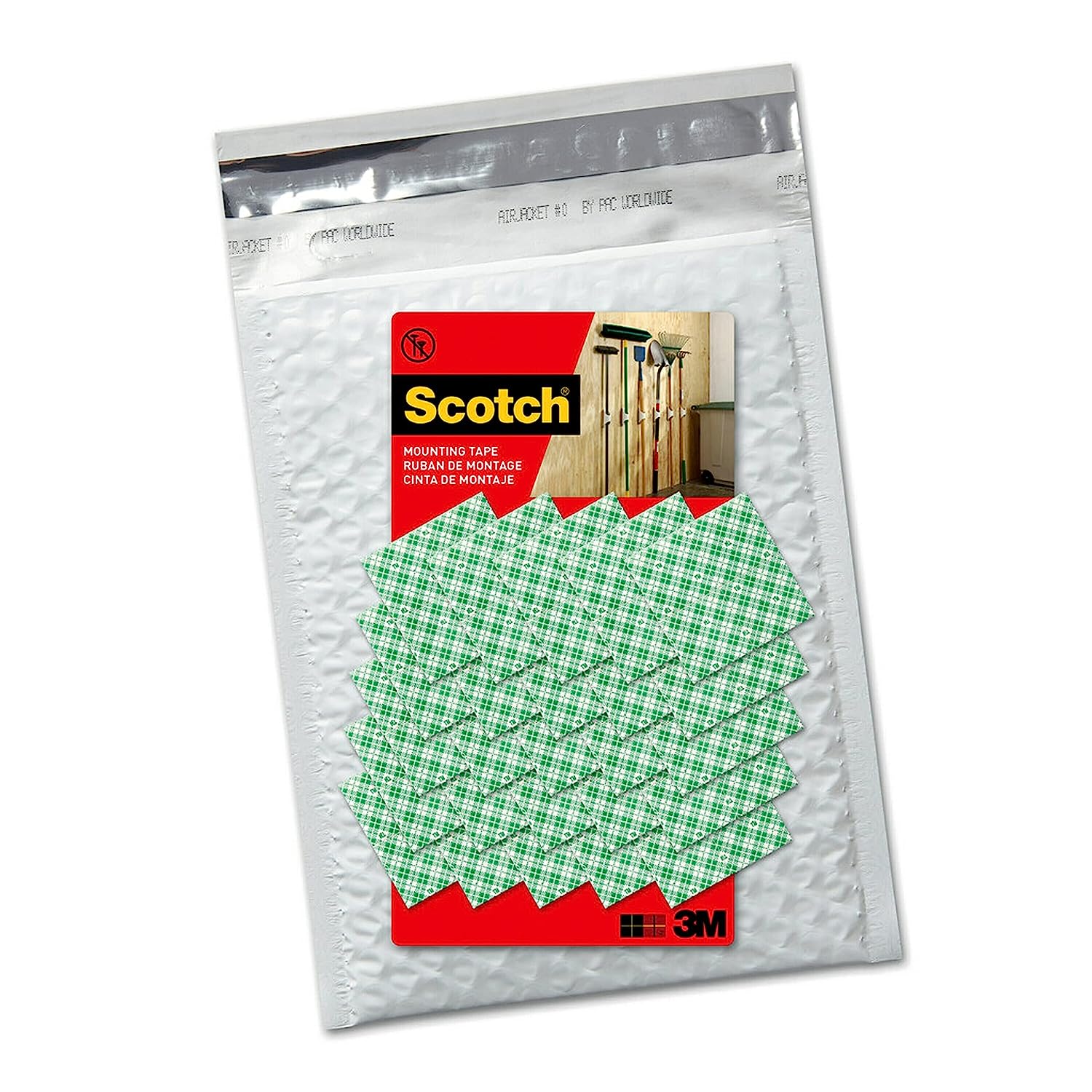 Scotch Permanent Mounting Squares, 4 Squares holds up to 1 lb, 100 x 1-in Squares, White, ships in e-ecommerce packaging