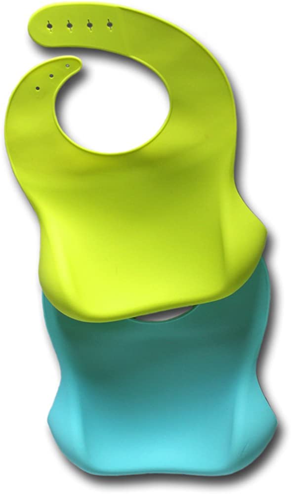 Silicone Baby Bibs Easily Wipe Clean  Comfortable Soft Waterproof Bib Keeps Stains Off, Set of 2 Colors
