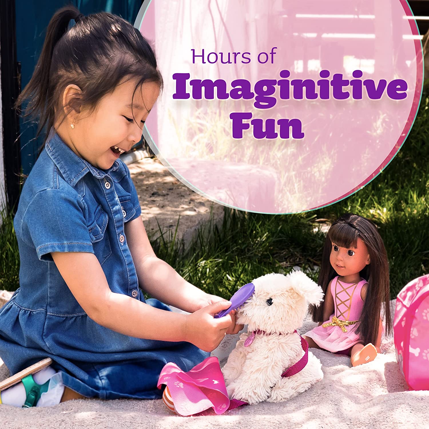 Click N&#39; Play Toy Puppy for Kids， 9 Piece Play Dog Set， Dog Toy for Girls 3-6 Years Old， Includes a Toy Dog Bed and Carrier