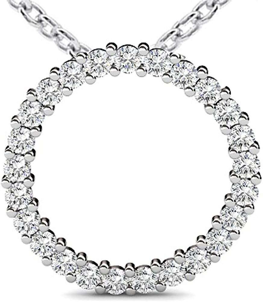 Madina Jewelry 1.00 Ct Ladies Round Cut Diamond Pendant/Necklace 18 Kt White Gold