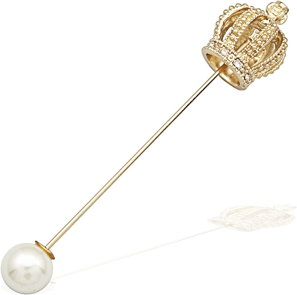 RechicGu Royal Queen Crown Tiara Cross Faux Pearl Lapel Stick Pin Tie Hat Scarf Badge Brooch