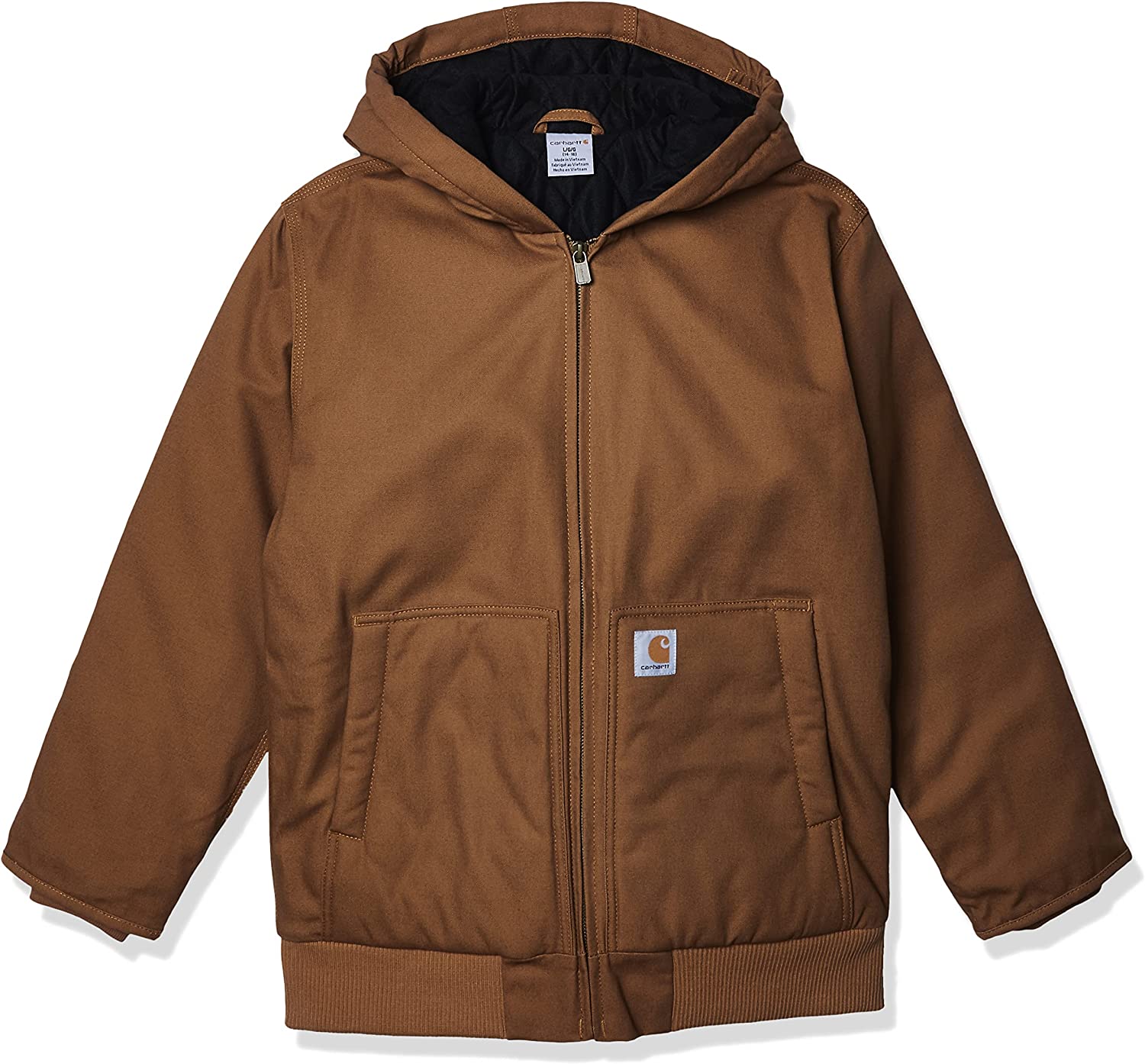 Carhartt Boys' Zip Front Flannel Quilt Lined Hooded Active Jac