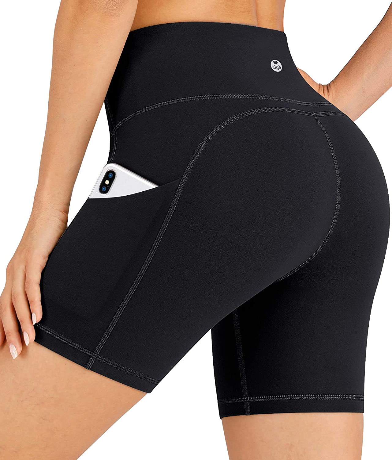 IUGA Yoga Shorts for Women with Pockets 8"/5" Biker Shorts for Women High Waisted Workout Shorts Compression Running Shorts