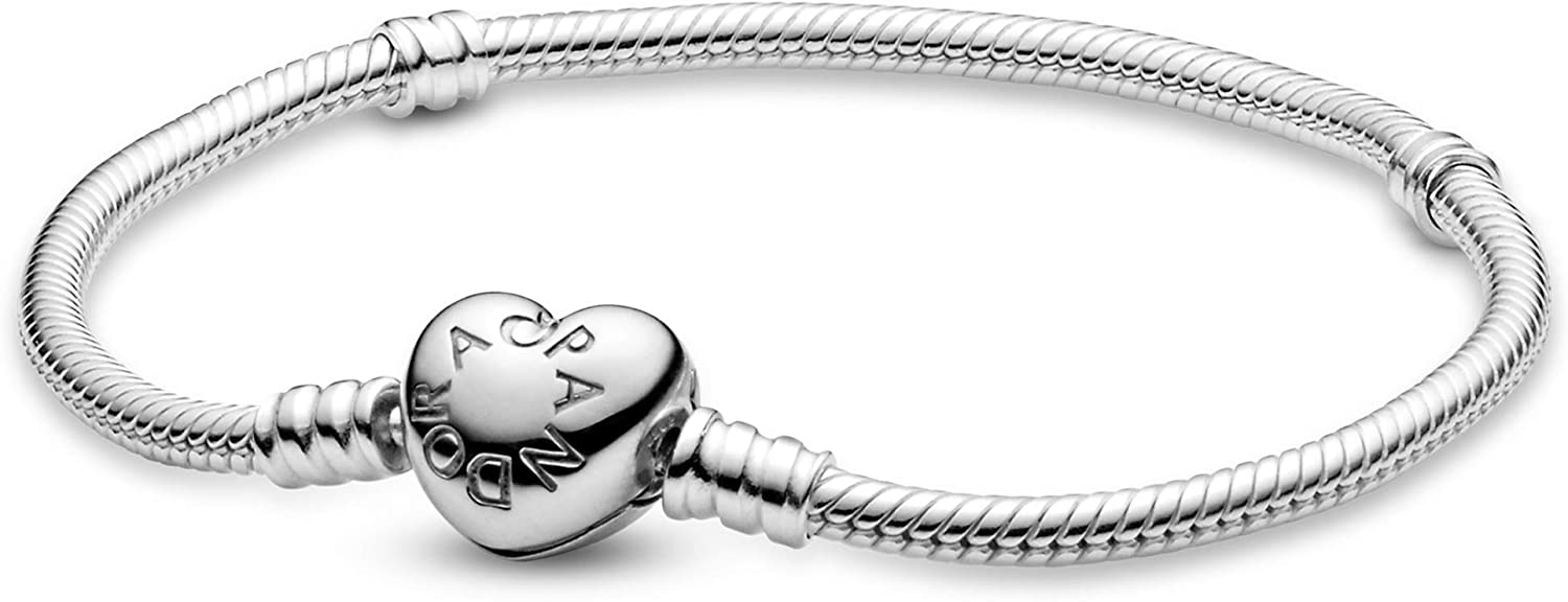 PANDORA Jewelry Moments Heart Clasp Snake Chain Charm Bracelet