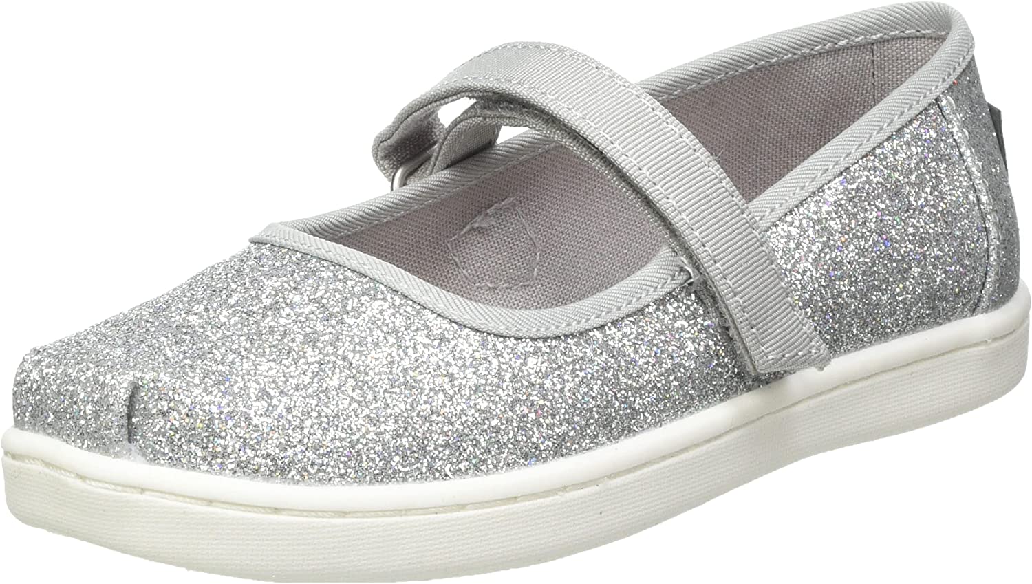 TOMS Silver Iridescent Glimmer Tiny Mary Jane Flat 10011521