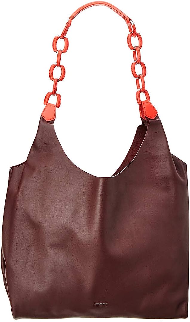 BURBERRY Medium Two-tone Leather Shopper In Deep Claret