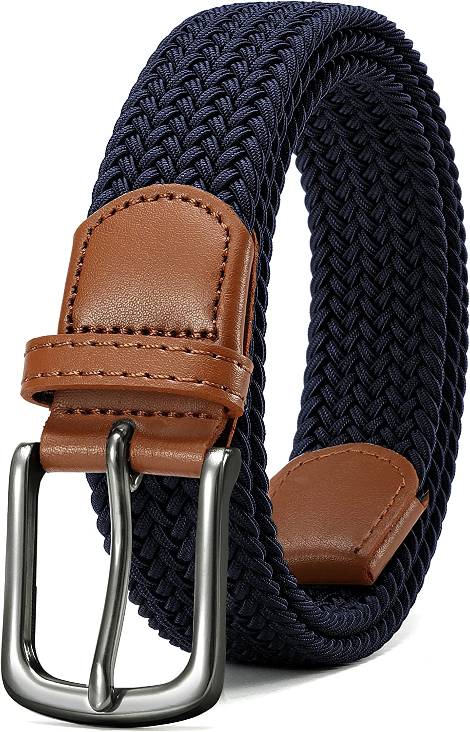 CHAOREN Elastic Woven Belt for Men - Mens Casual Braided Belts 1 3/8" for Golf Pants - Tight Performed Stretch Design