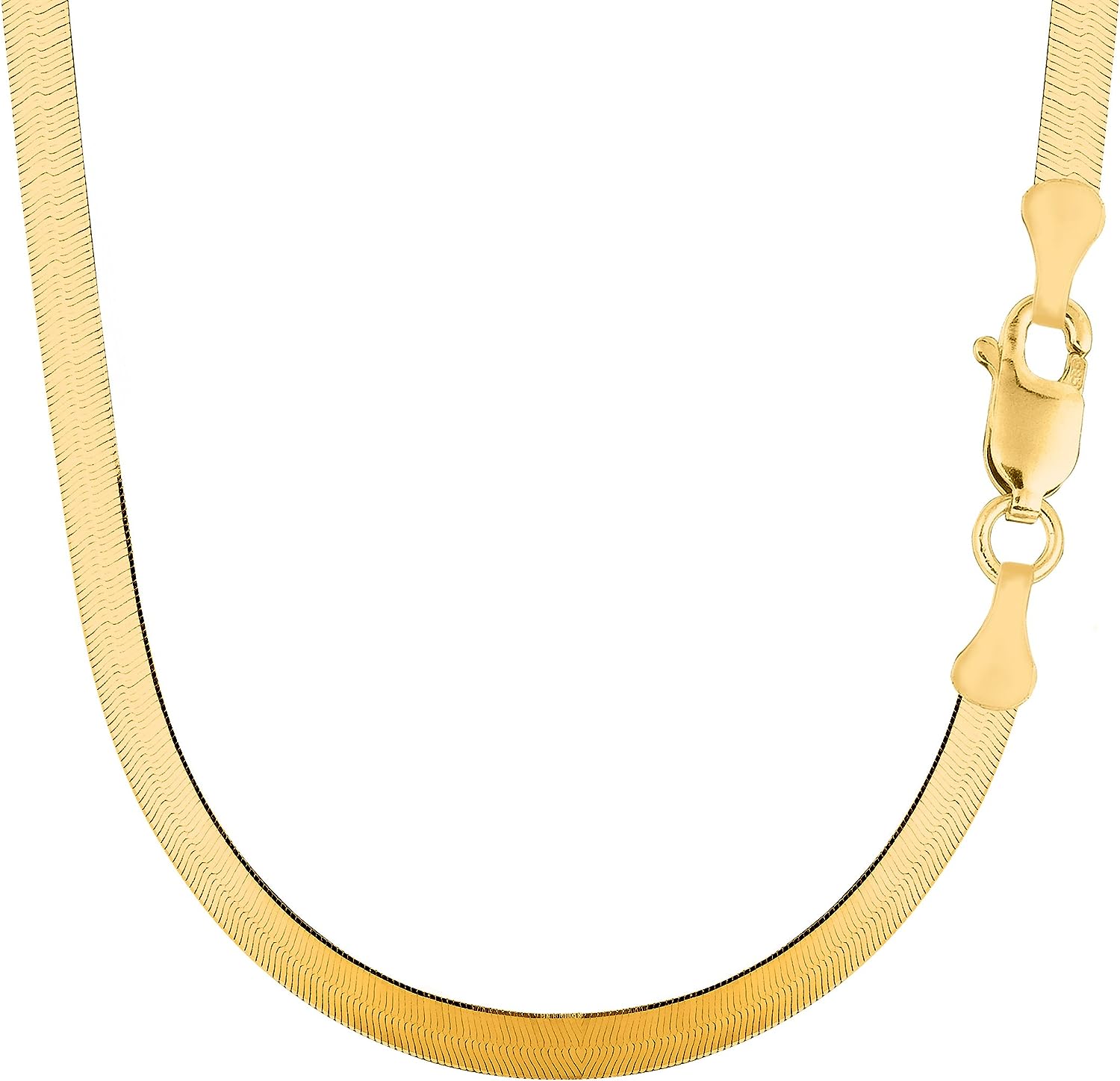 Jewelry Affairs 14k Yellow Solid Gold Imperial Herringbone Chain Necklace, 4.7mm