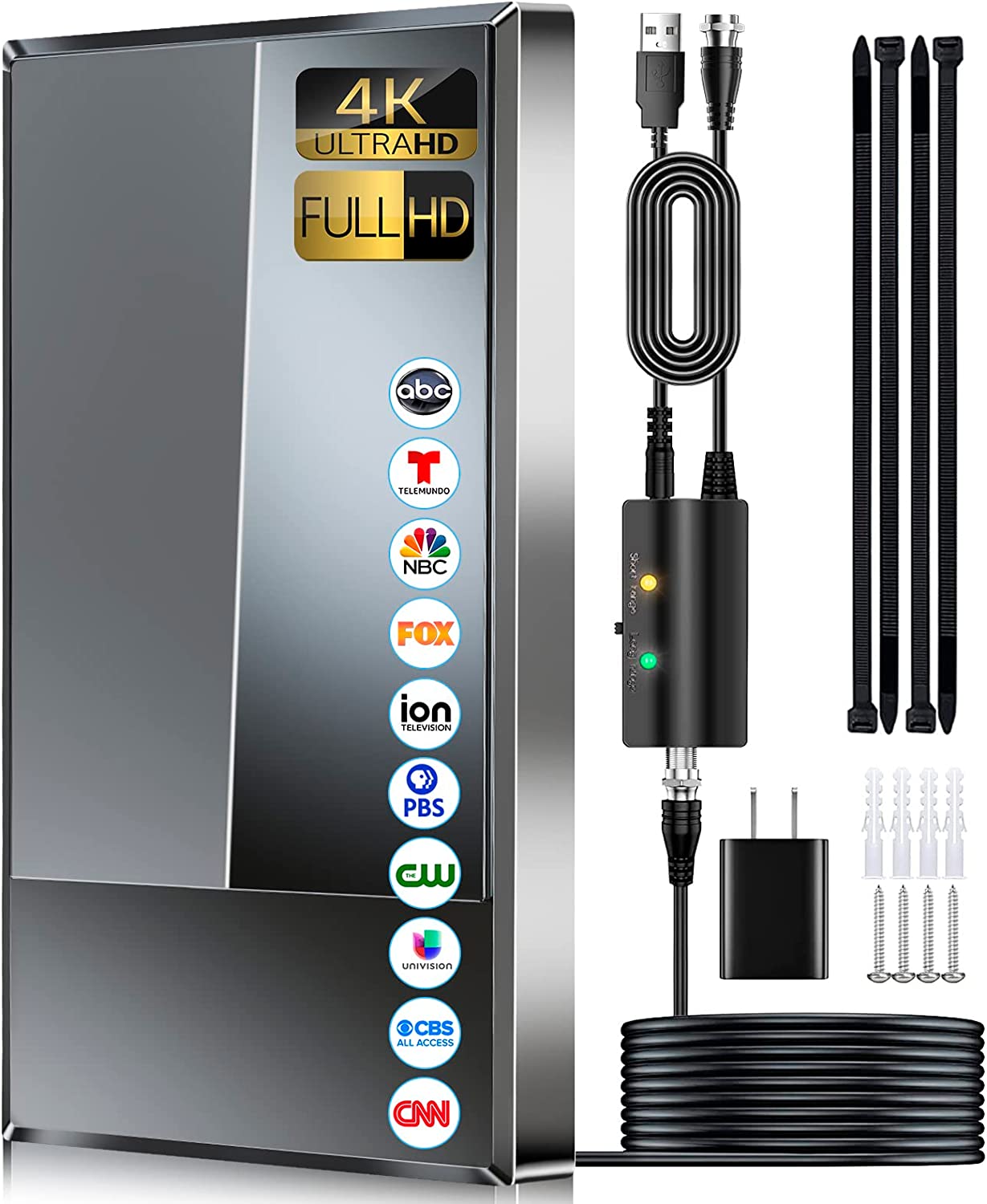 2023 TV Antenna for Smart TV, 800+ Miles Range, Digital HD Indoor Outdoor Antenna Upgraded Amplifier Powerful Signal Booster Support 8K 4K HDTV 1080p Fire Stick All TVs VHF UHF - 35FT Cable/AC Adapter