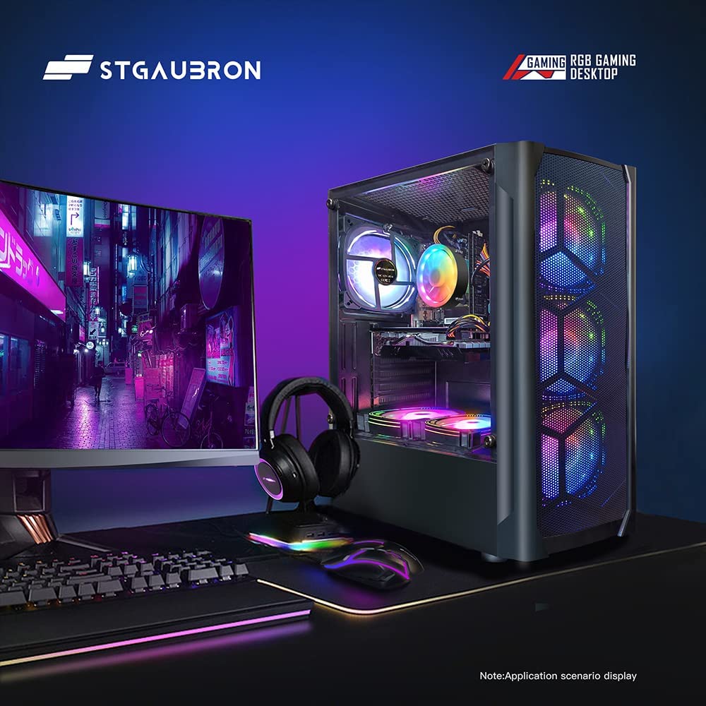 STGAubron Gaming PC,Intel Core i7 3.4G up to 3.9G,32G,1TB SSD,GeForce GTX1660Ti 6G GDDR6,WiFi,BT 5.0,RGB Fan x 6,RGB Keybaord&Mouse&Mouse Pad,RGB Bluetooth Sound Bar,RGB Bluetooth Gaming Mic,W10P64
