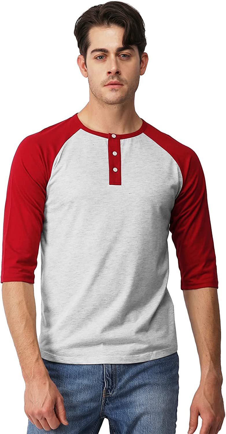 H2H Mens Casual Slim Fit T-Shirts Henley Shirts Raglan Long & 3/4 Sleeve Jersey Baseball T Shirts