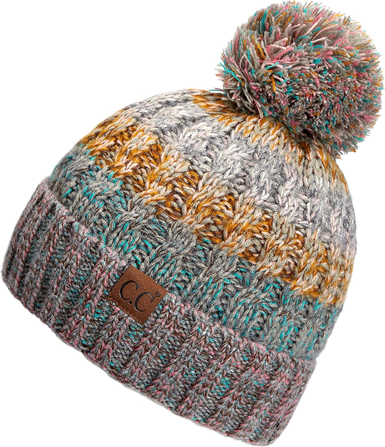 C.C Exclusives Women's Winter Seed Stitched Confetti Pom Beanie Hat (HAT-1816)(HAT-2214)(HAT-2085)(HAT-3841)