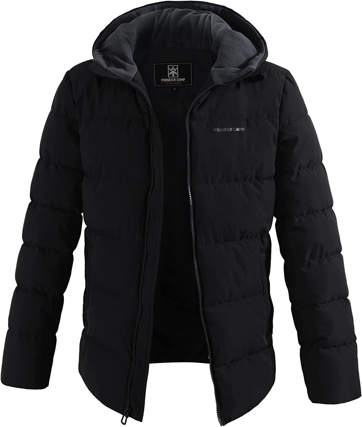 Pioneer Camp Men'S Winter Coats Warm Thicken Jacket Hooded Insulated Puffer Jackets Cotton Water Resistant Coat