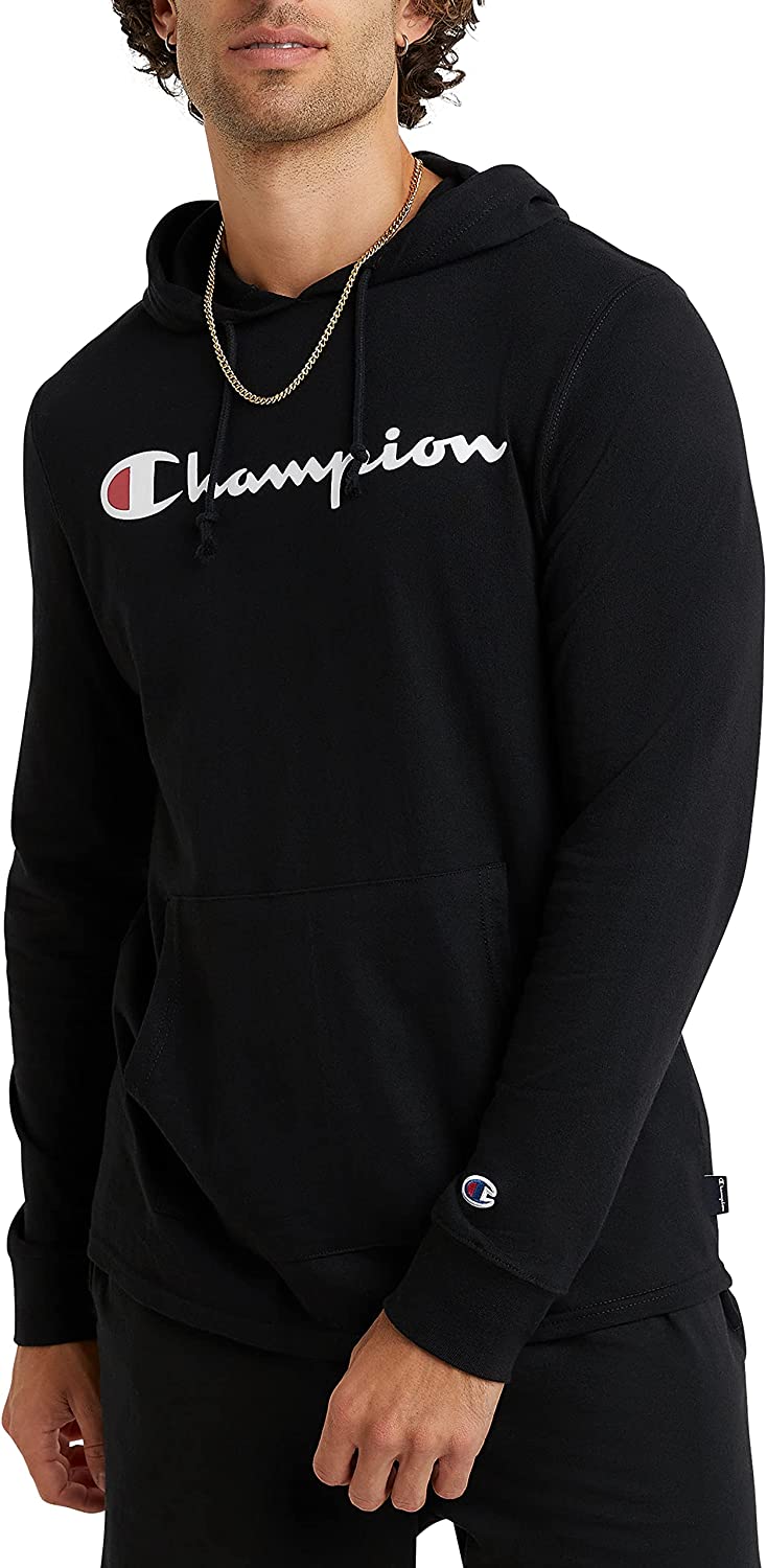 Champion Hoodie, Cotton Mid-Weight Hooded T-Shirt, Comfortable Men's Tee