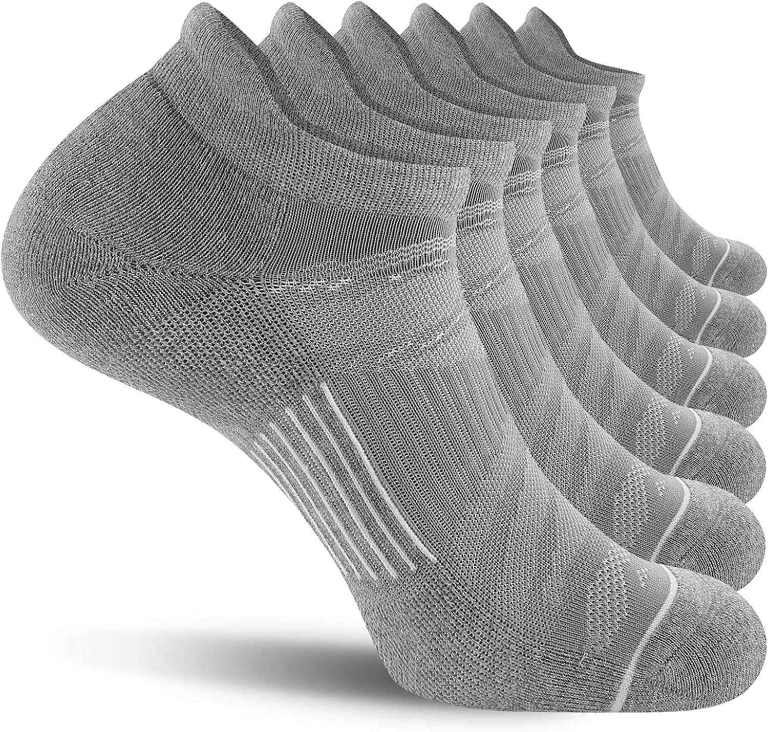 FITRELL Men's 6 Pack Ankle Running Socks Low Cut Cushioned Athletic Sports Socks 7-9/9-12/12-15