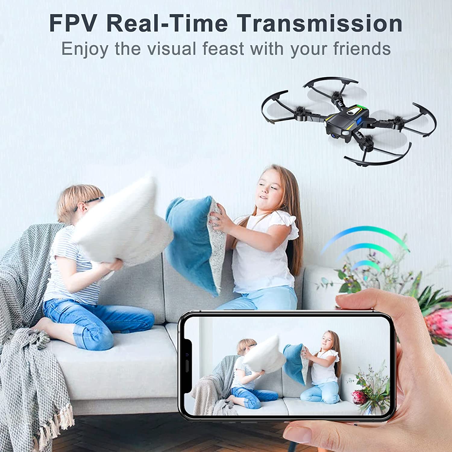 ZGMON Drones for Kids Adults with 1080P HD Camera, Foldable Mini Drone for Beginner, WiFI FPV RC Quadcopter Helicopter Toy Christmas Gift for Boys Girls with 2 Batteries, Voice Control, Gesture Contro