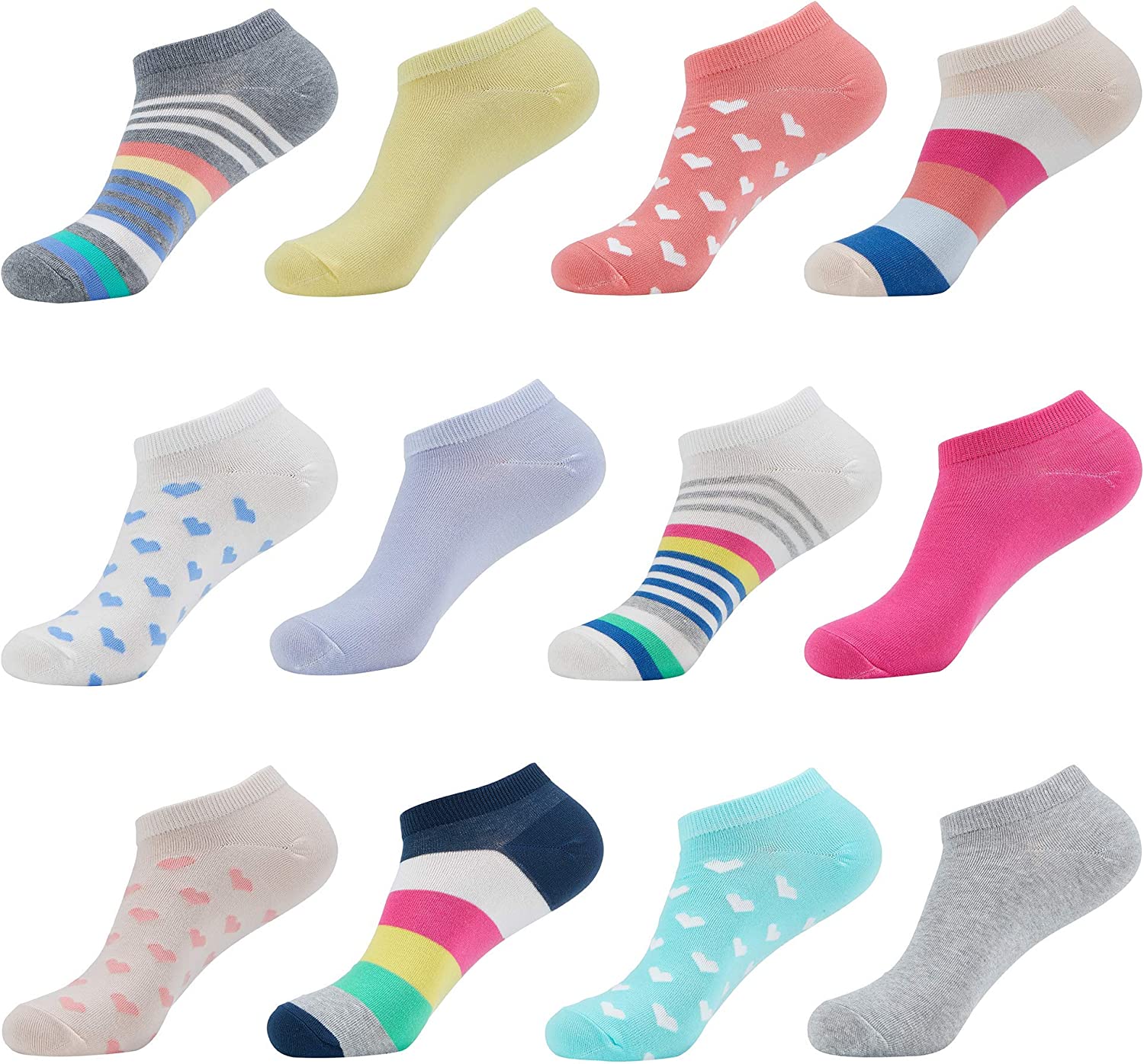 MONFOOT Women's 10-12Pack Fashion Cotton Low Ankle Socks Fruits