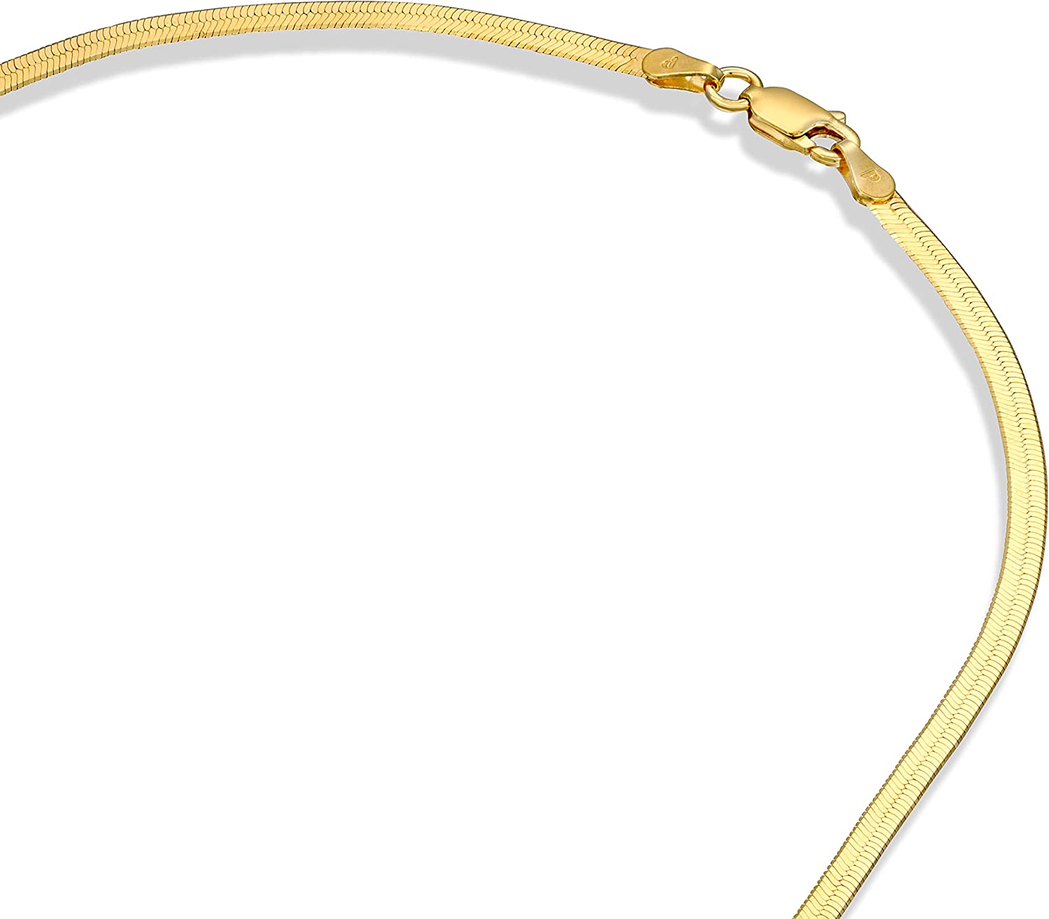 PAVOI Italian Solid 925 Sterling Silver, 22K Gold Plated Chain Necklaces | Snake, Square Box, Cable, Super Flex Curb, Miami Cuban and Rope Diamond-Cut Herringbone Necklace for Women and Men | MADE IN 