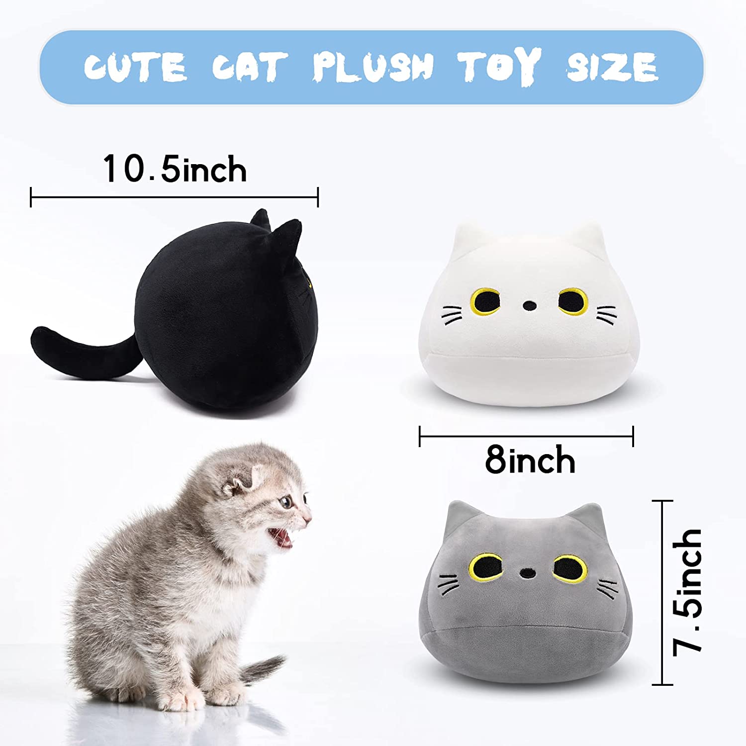 Hagusahuo Valentine's Day Gift Black Cat Plush for Girlfriend, Soft Black Cat Stuffed Animal Pillow Toy, Cute Cat Plushie Stuffed Doll Toy Valentine's Day Gift for Kids Lover