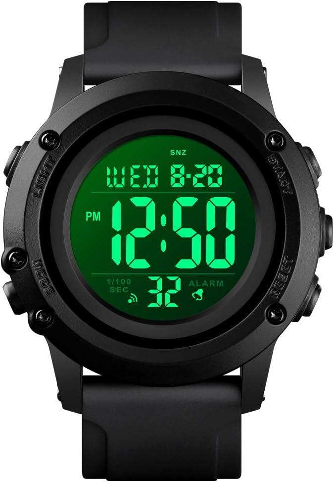 Men's Digital Sports Watch Large Face Waterproof Wrist Watches for Men with Stopwatch Alarm LED Back Light