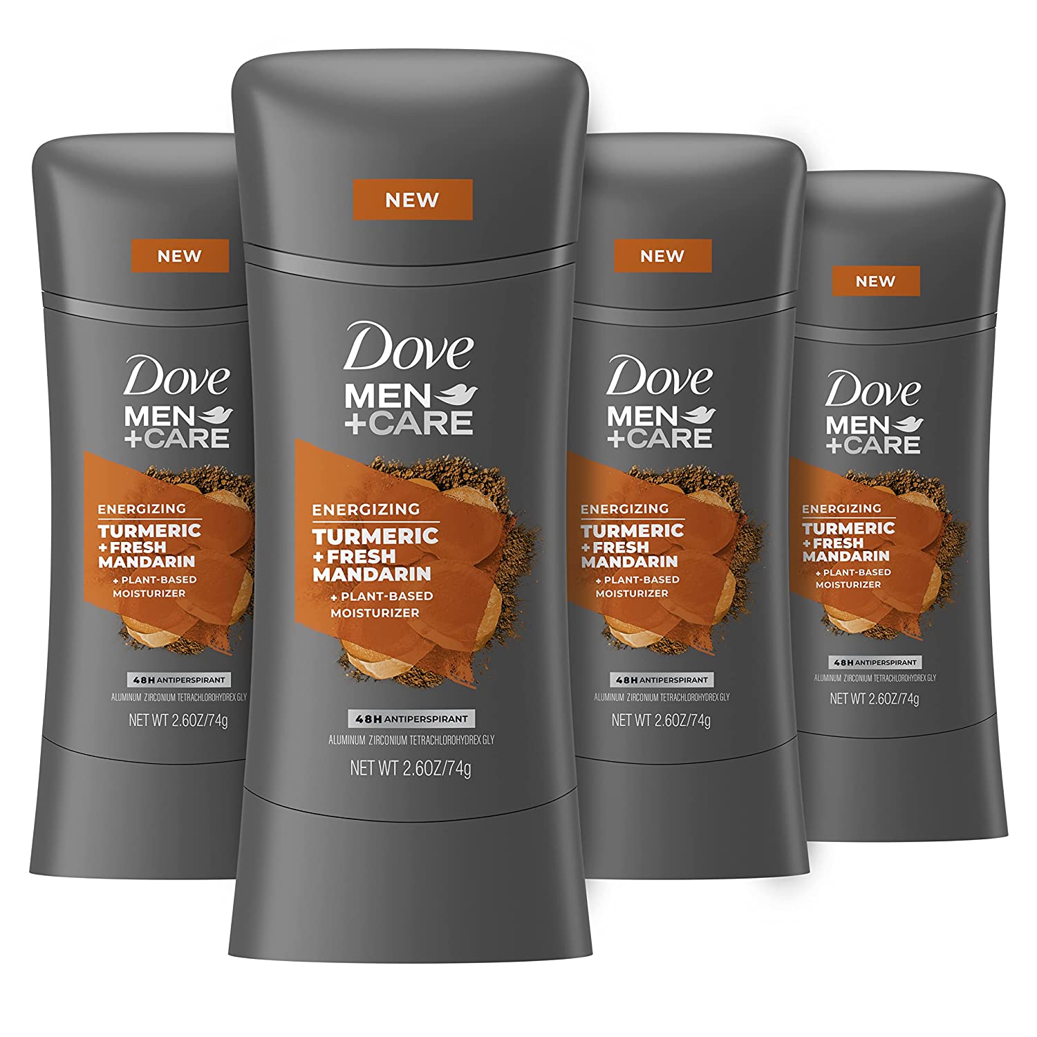 Dove Men+Care Antiperspirant Deodorant Turmeric + Fresh Mandarin Natural Inspired Deodorant for Men 2.6 oz 4 count