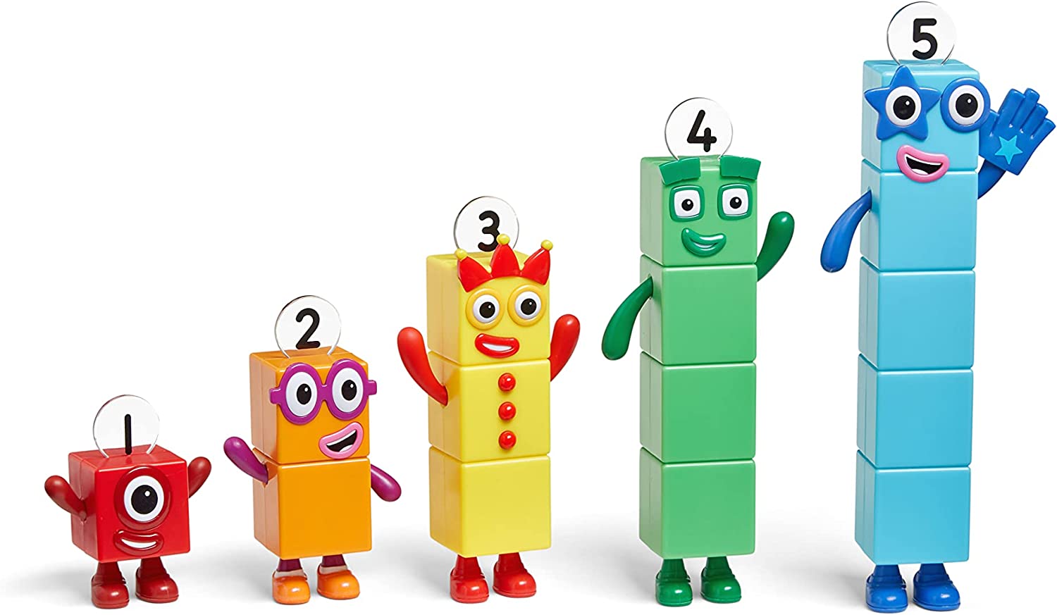 hand2mind Numberblocks Friends One to Five Figures, Toy Figures Collectibles, Small Cartoon Figurines for Kids, Mini Action Figures, Character Figures, Play Figure Playsets, Imaginative Play Toys