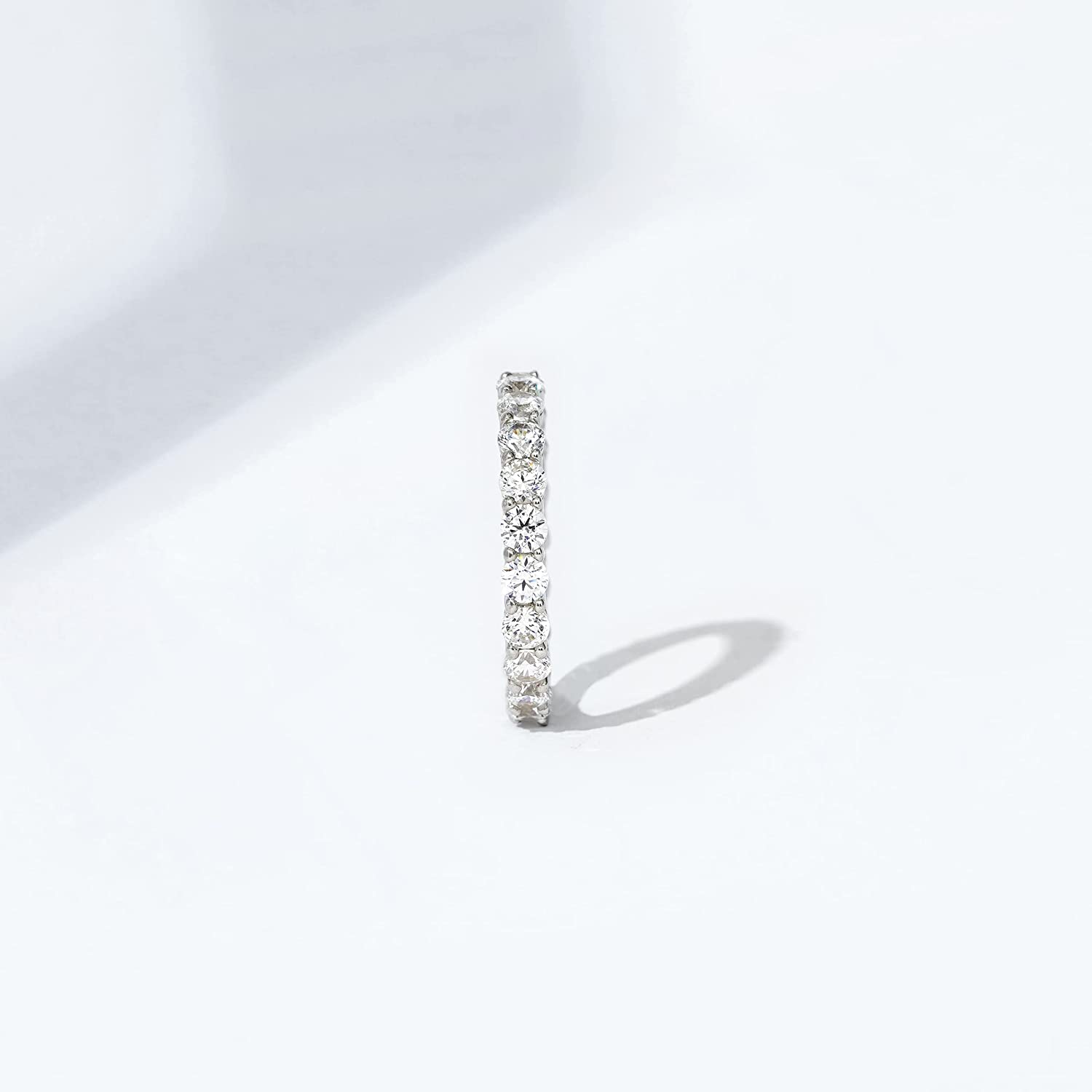 Argos Collection Platinum or Gold Plated Sterling Silver All-Around Band Ring set with Round Infinite Elements Zirconia