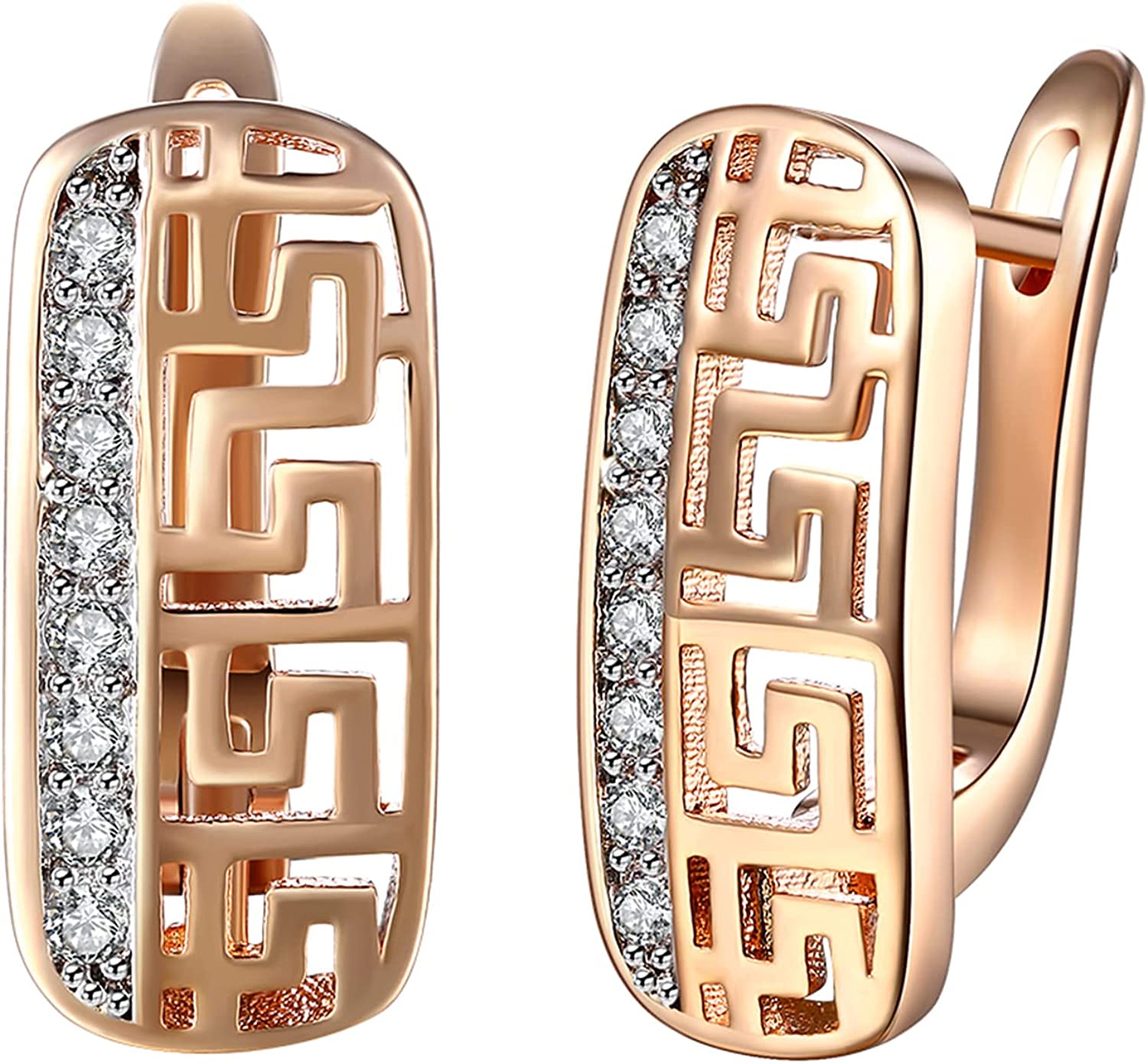 WSKFLY 14K Gold Plated Cubic Zirconia Hoop Earrings for Women, 5A+ Cubic Zirconia, Good Choice for Daily Outfits or a Gift