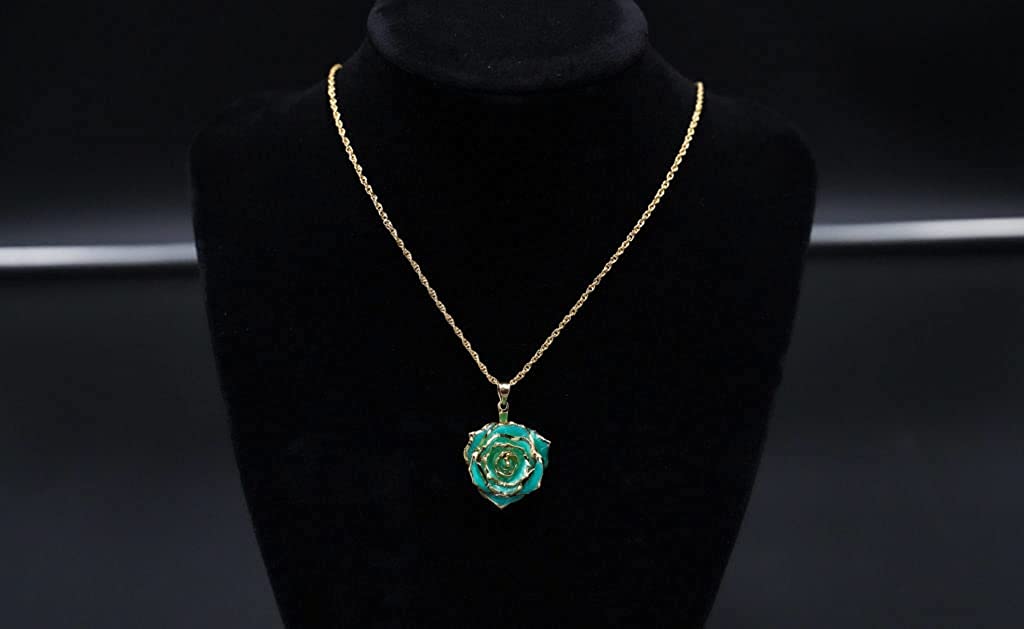 Eternal Rose Necklace - 24k Gold Dipped Rose Women's Pendant Necklace - Gift for Her