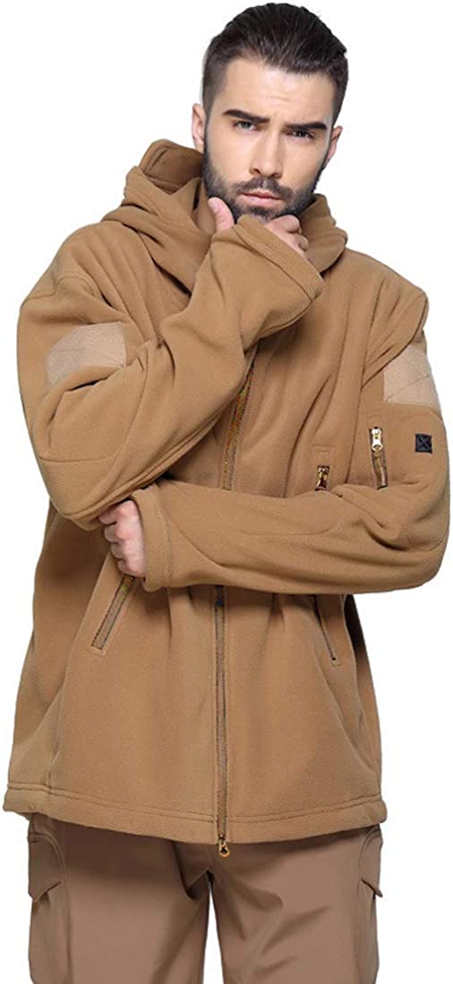 MAGCOMSEN Men's Hoodie Fleece Jacket 6 Zip-Pockets Warm Winter Jacket Military Tactical Jacket