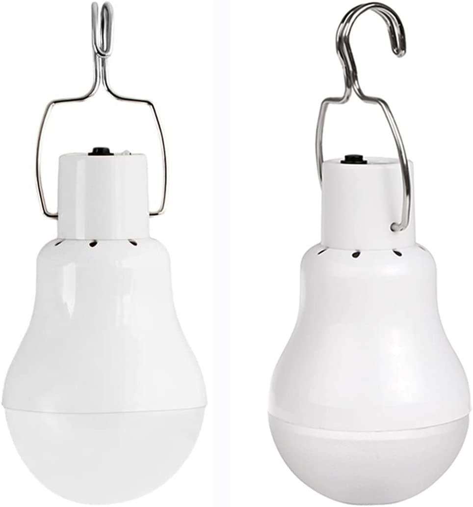 FLRONGSUN Solar Light Bulb Portable 350LM Solar Powered Camping Light Led Lantern Outdoor for Lamp Light Hiking Fishing Tent Indoor Shed Chicken Coop Hurricane Emergency With USB Chargeable(Pack of 2)