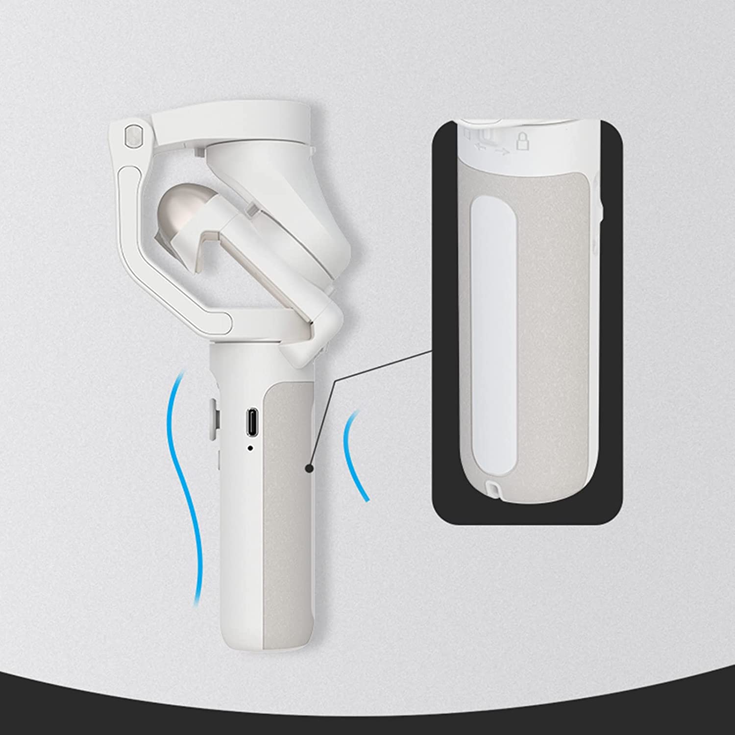 Hohem iSteady V2 Gimbal Stabilizer for Smartphone AI Visual Tracking LED Video Light Auto Zoom Foldable 3-Axis Gimbal for iPhone13/12 Pro Max，for Samsung S20 for YouTube TikTok Live Video (White)