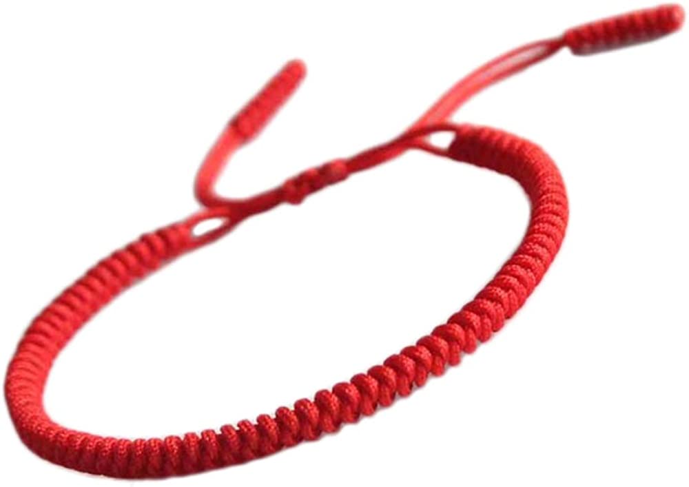 MENGLINA Men Women Chinese Lucky Red String Bracelet Tibetan Buddhist Prayer Handmade Yoga Prayer Rope Mala Bracelet Adjustable Size
