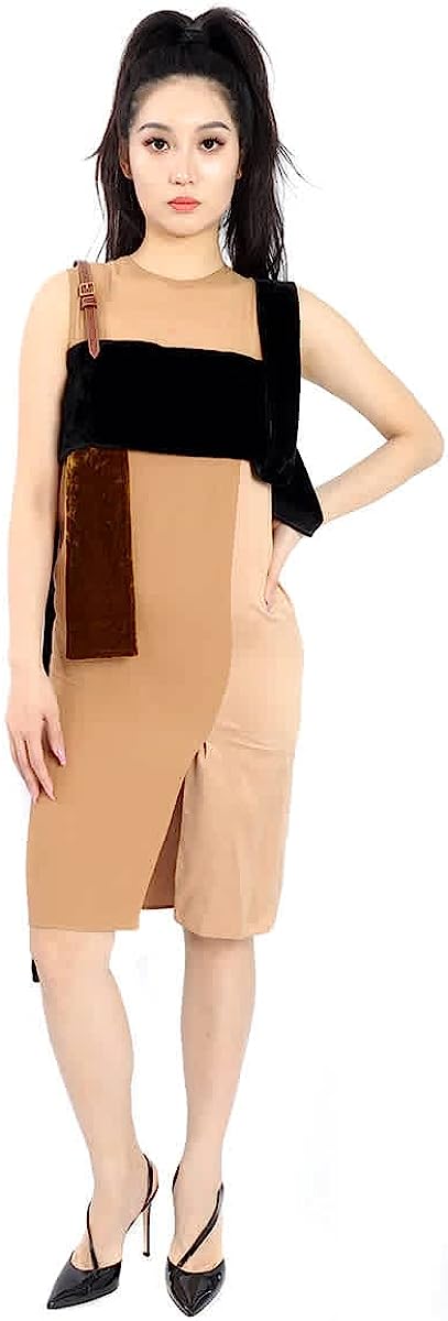 BURBERRY Silk and Velvet Strap Detail Dress, Brand Size 8 (US Size 6)