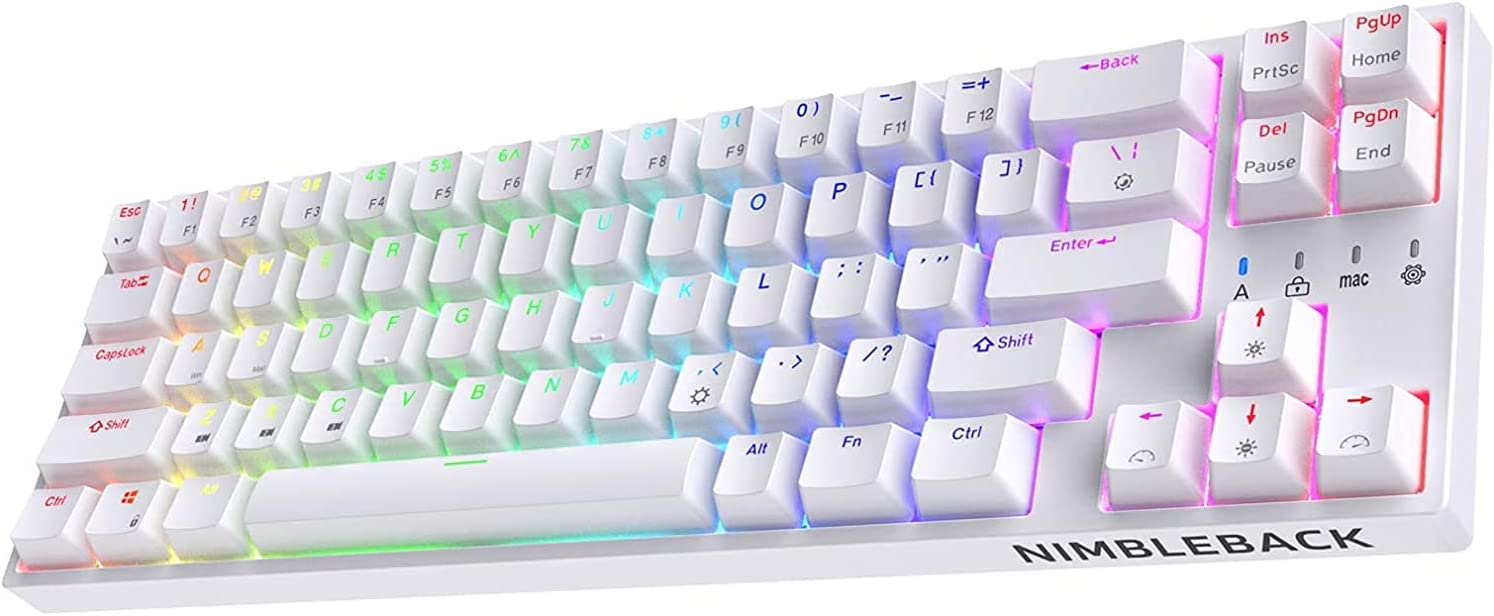 LTC NB681 Nimbleback Wired 65% Mechanical Keyboard, RGB Backlit Ultra-Compact 68 Keys Gaming Keyboard with Hot-Swappable Switch and Stand-Alone Arrow/Control Keys (Hot Swappable Red Switch, White)