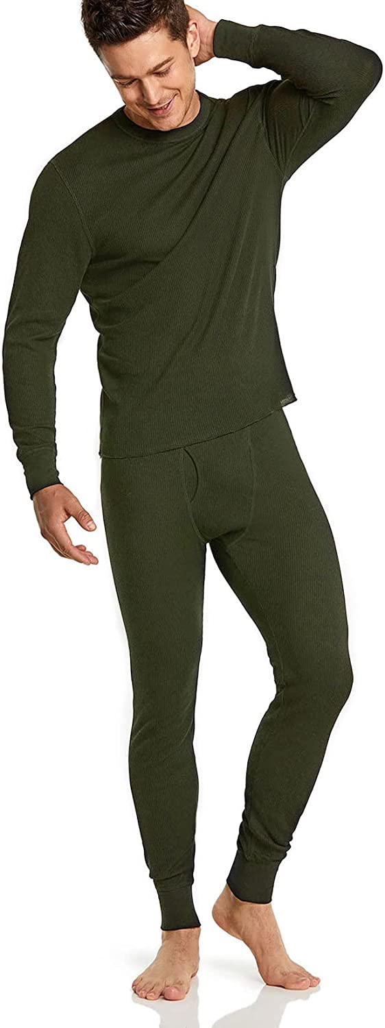 CQR 1 or 2 Pack Men's Long Sleeve Thermal Underwear Tops, Midweight Waffle Crewneck Shirt, Winter Cold Weather Thermal Shirts