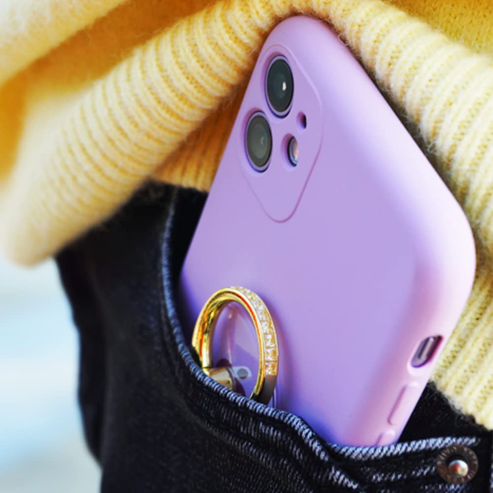 Transparent Phone Ring Holder 2 Pcs, Jsoerpay Clear Cell Phone Ring Holder with Diamond, Finger Grip 360°Rotation Compatible with Most of The Phones, Tablet and Case (Black)