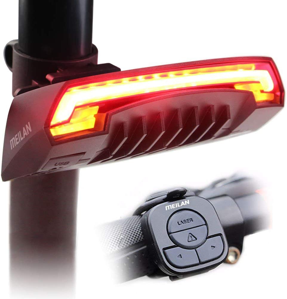 MEILAN X5 Smart Bike Tail Light with Turn Signals and Automatic Brake Light Wireless Remote Control Bike Rear Light Back USB Rechargeable Safety Warning Cycling Light Fits on Any Road Bicycle