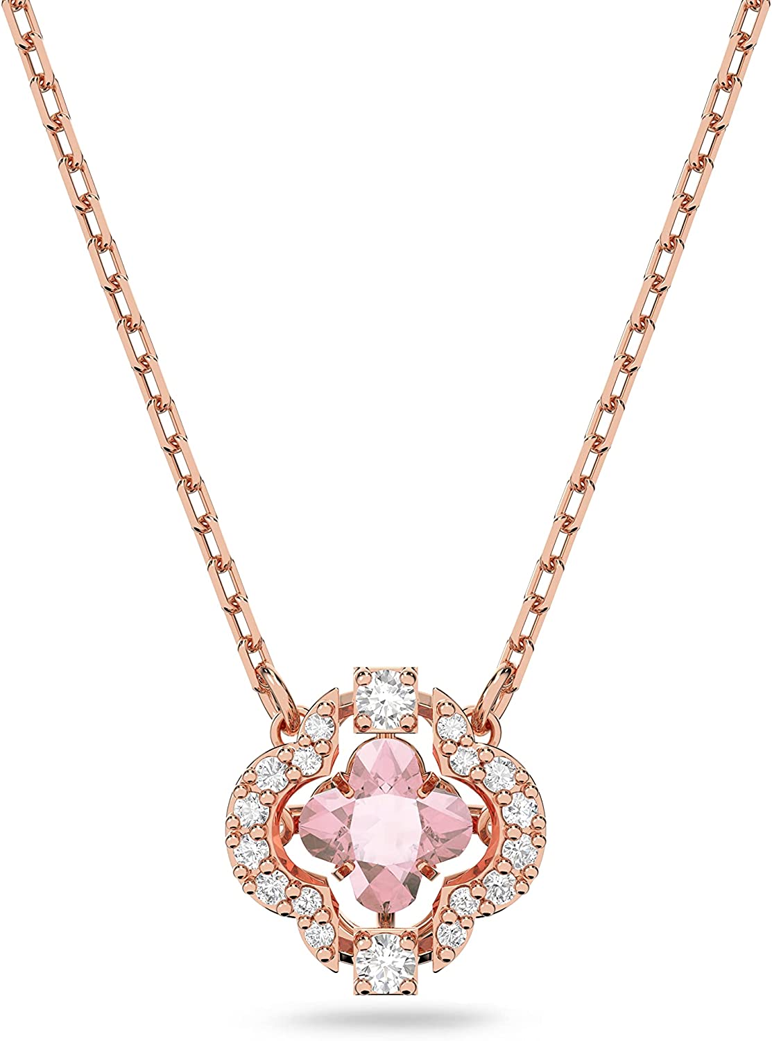 SWAROVSKI Sparkling Dance Clover Jewelry Collection, Rose Gold Tone Finish, Pink Crystals, Clear Crystals