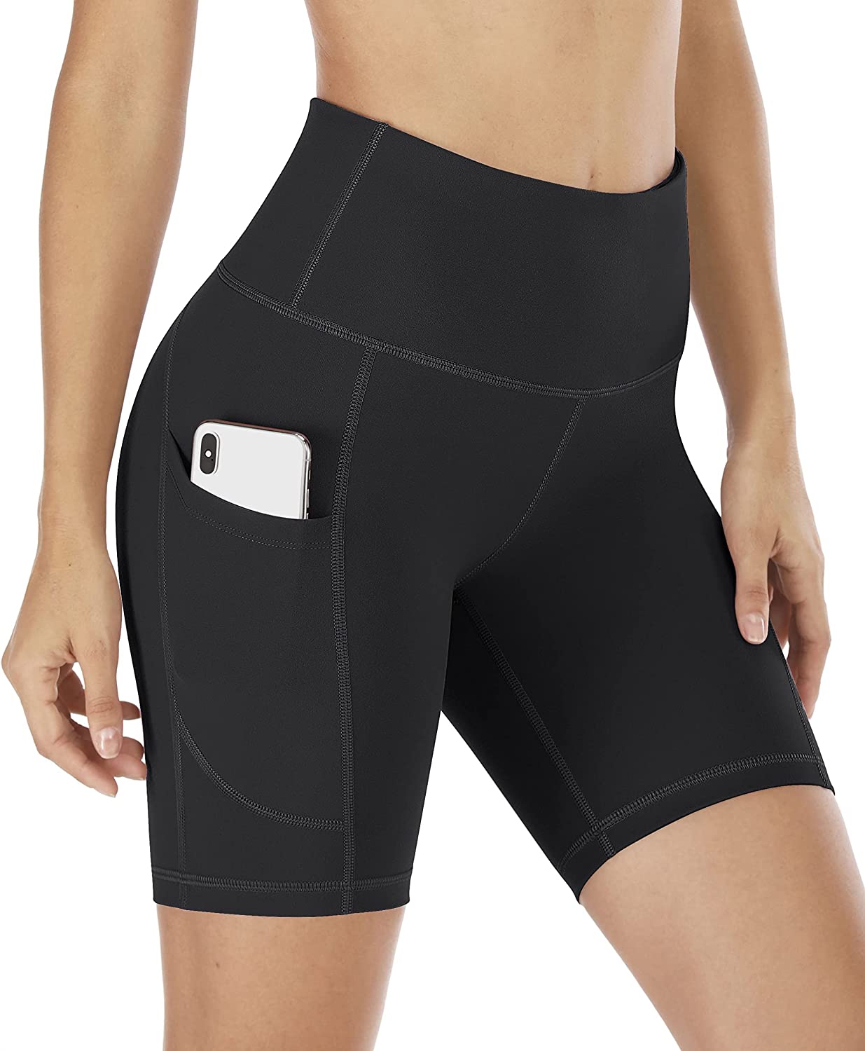 IUGA Biker Shorts Women 6" Workout Shorts Womens with Pockets High Waisted Yoga Running Gym Spandex Compression Shorts