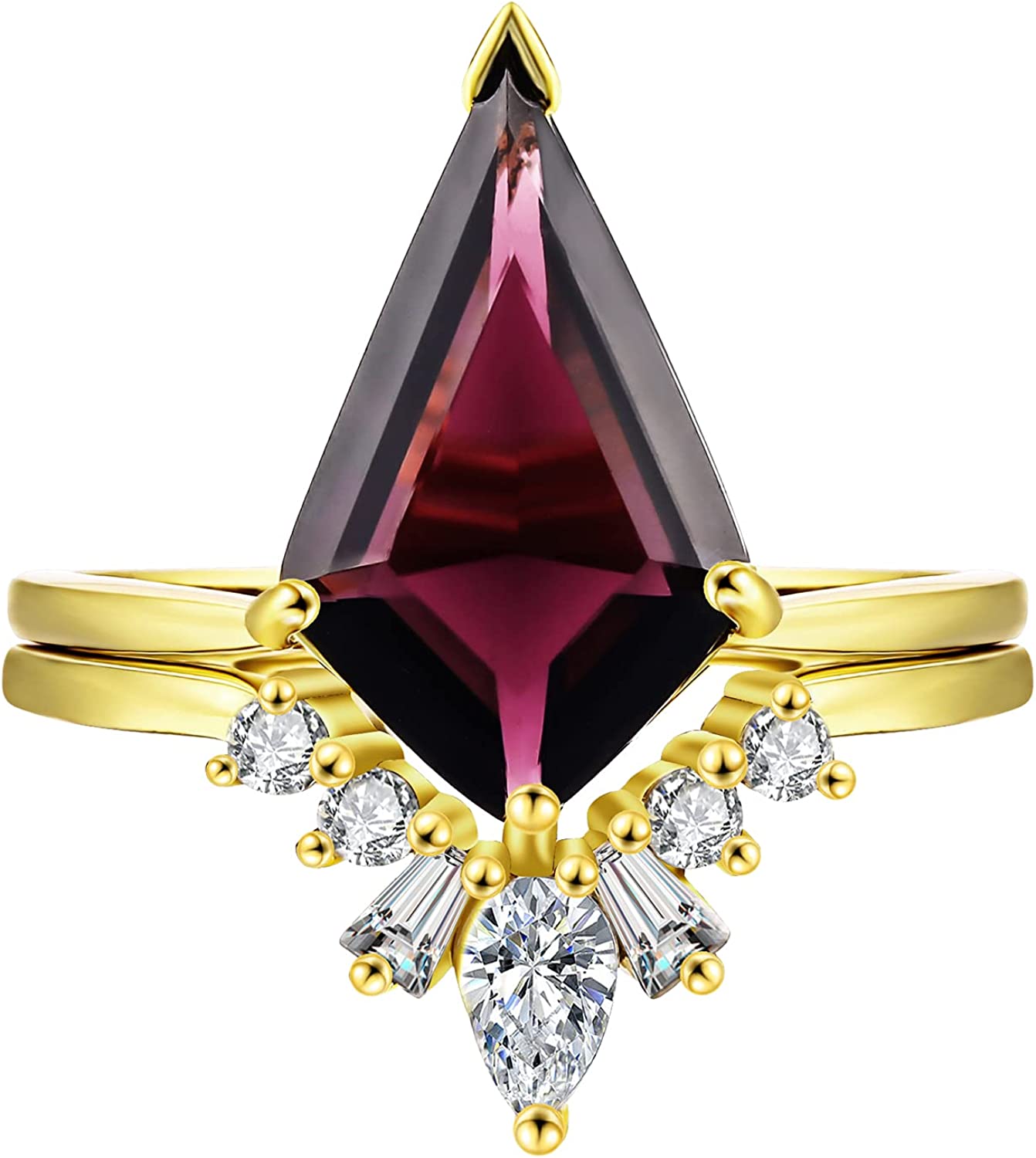 LAZLUVU Women Crystal Stackable Rings Set 3A Cubic Zirconia Eternity Engagement Blue Green Red Stone Ring