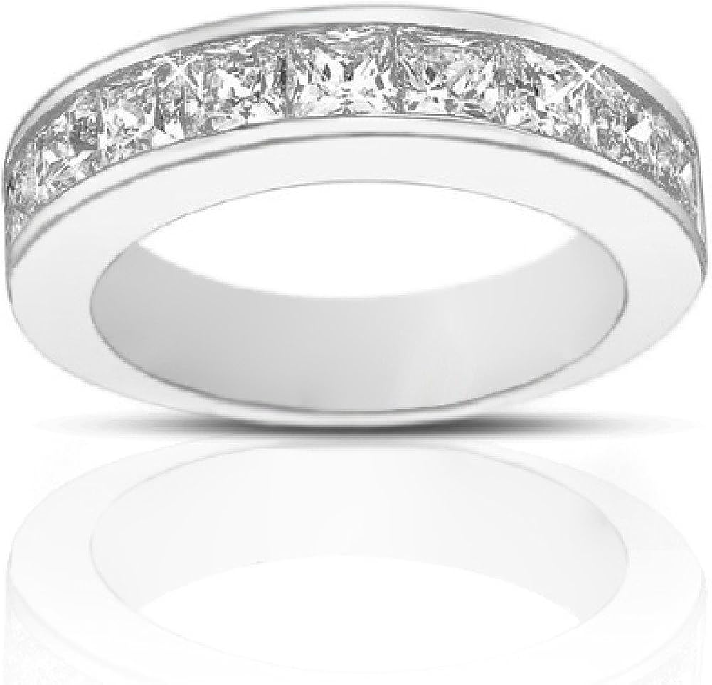 Madina Jewelry 2.00 ct Princess Cut Diamond Wedding Band Ring in Channel Setting in 18 kt White Gold