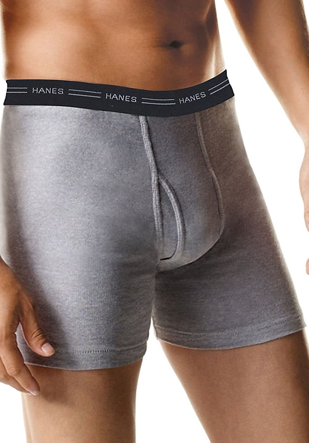 Hanes Boxer Briefs， Cool Dri Moisture-Wicking Underwear， Cotton No-Ride-up for Men， Multi-Packs Available