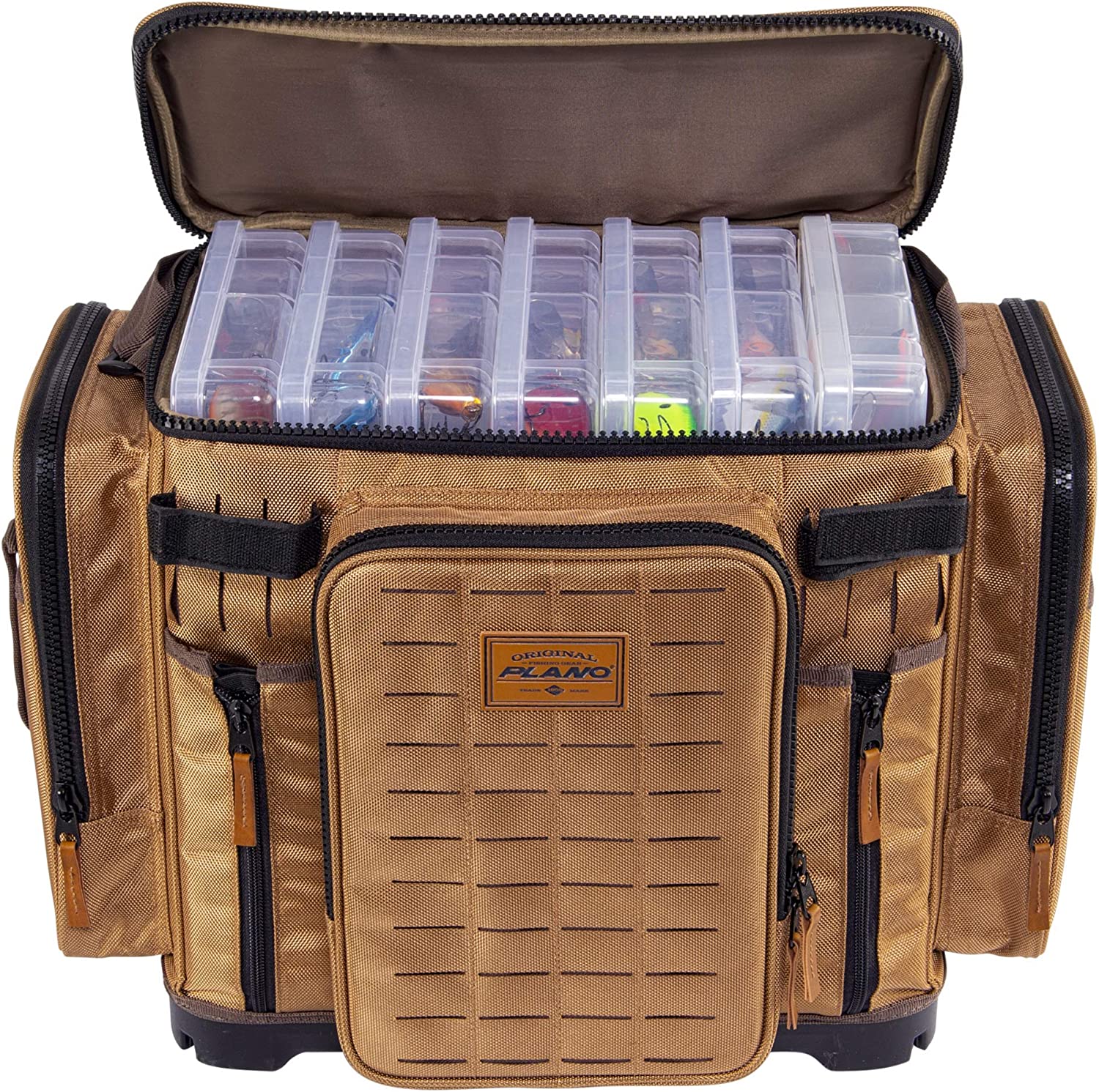 Plano Guide Series Tackle Bag | Premium Tackle Storage with No Slip Base and Included stows, Khaki with Brown and Black Trim