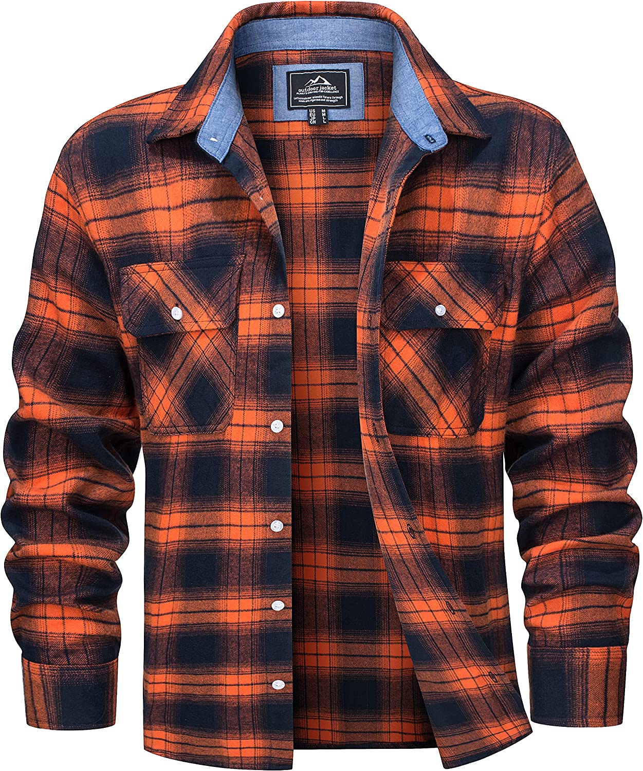 MAGCOMSEN Men's Plaid Flannel Shirts Cotton Long Sleeve Shirt Casual Button Down Fleece Shirts with 2 Pockets