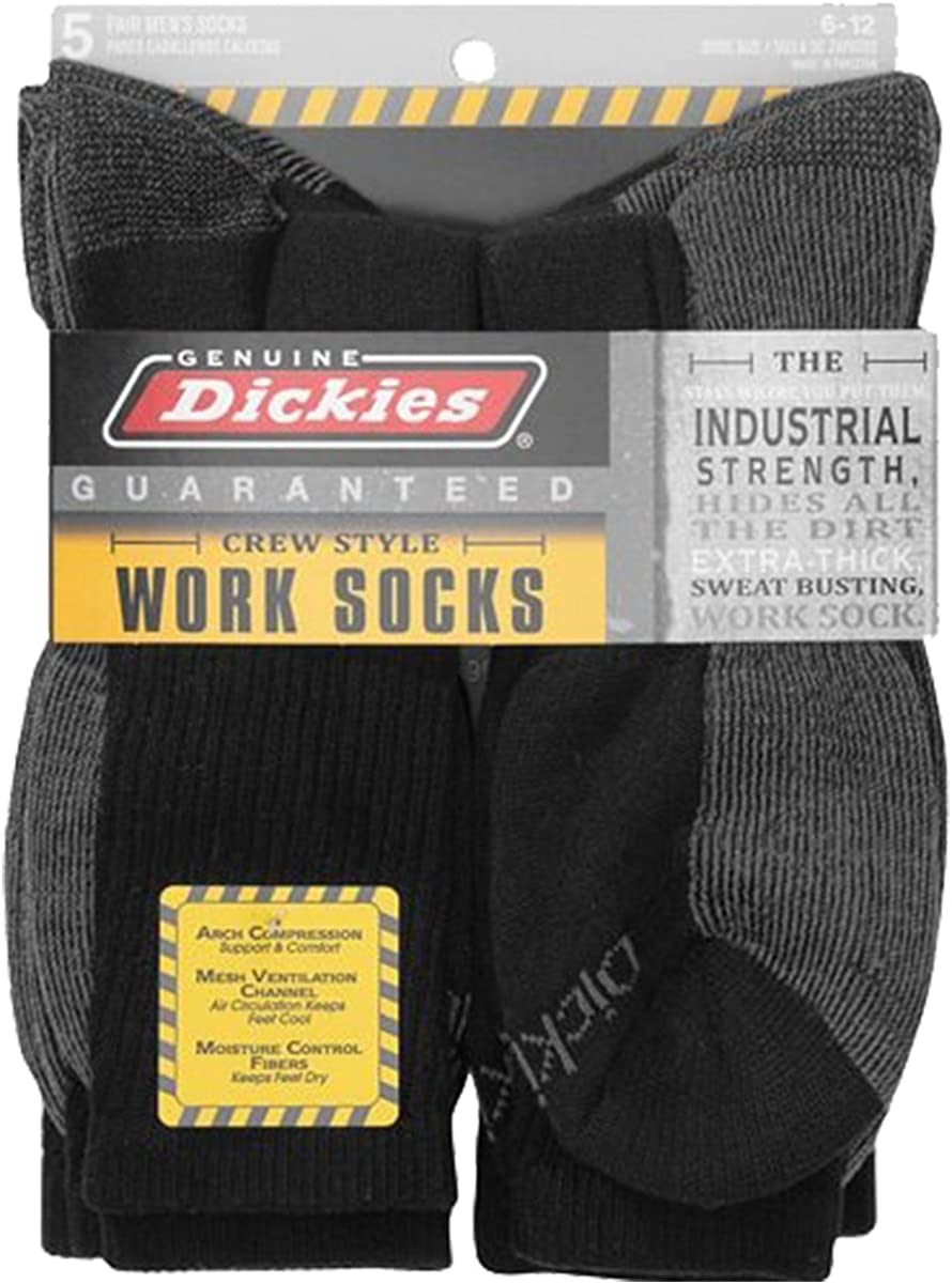 Dickies Genuine Mens 5-Pair Crew Work Socks