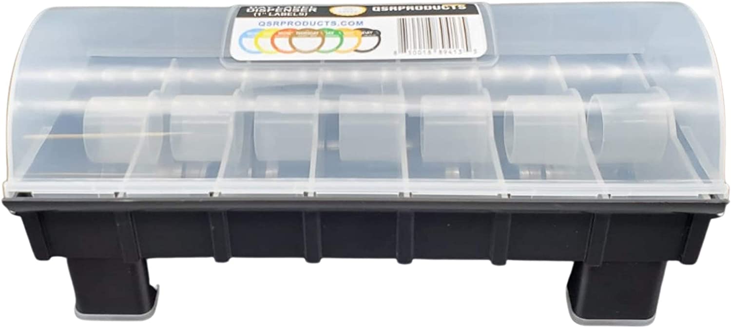 QSRProducts 7-Slot Day of The Week Covered Label Dispenser (for 1" Labels) - Food Label Holder - Inventory Management