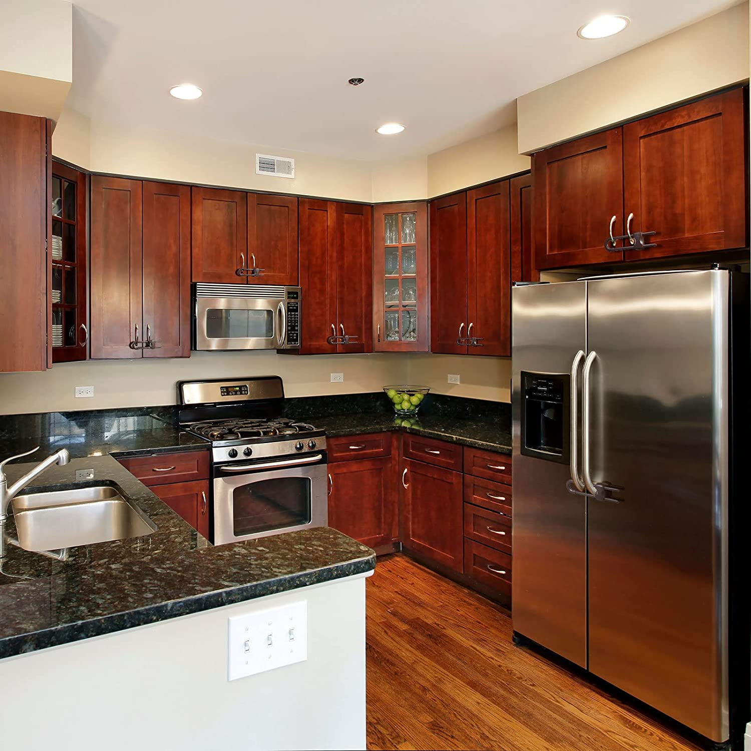 10 Pieces Cabinet Locks for Babies, U-Shaped Proofing Drawers Safety Child Locks Adjustable, Easy to Use Childproof Latch for Knob Handle on Kitchen Door Storage Cupboard Closet Dresser (White)